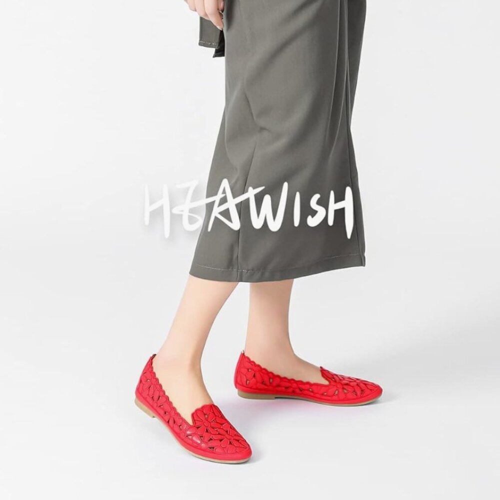 Stunning Bright Red Floral Flats - Perfect for Summer! - Picture 6 of 6